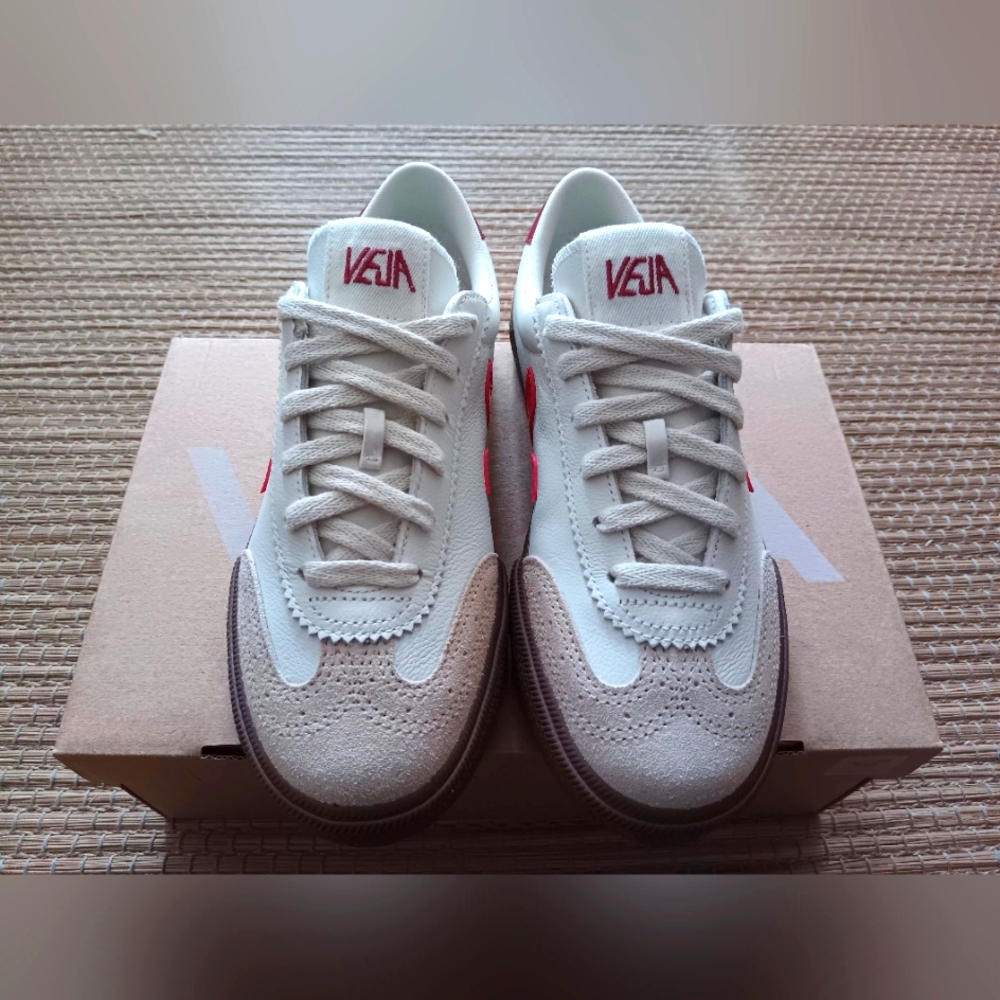 Veja Women's White and Red Sneakers